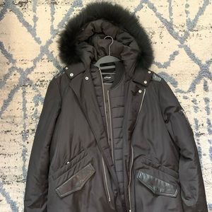 The Kooples Coat w/ Leather & Real Fur (XL)